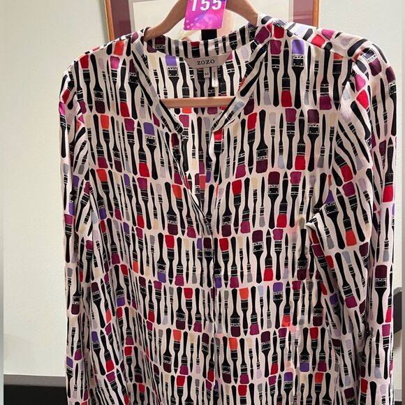 EUC ZoZo Medium Women's Multicolor Printed Paint Brushes Top #155 - Picture 1 of 5